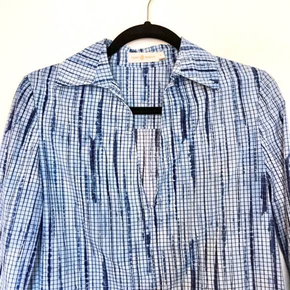 Tory Burch Blue White Collared Blouse - Picture 5 of 7